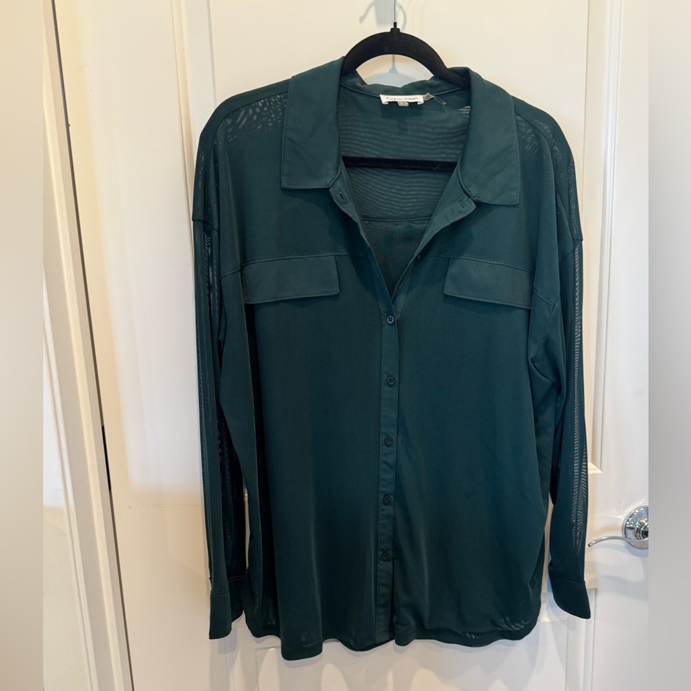 Calvin Klein Green Sheer blouse - XL - never worn new no tag